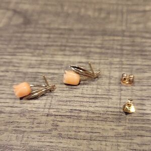 Angel Skin Coral Tulip Earrings,Vintage/ Pierced